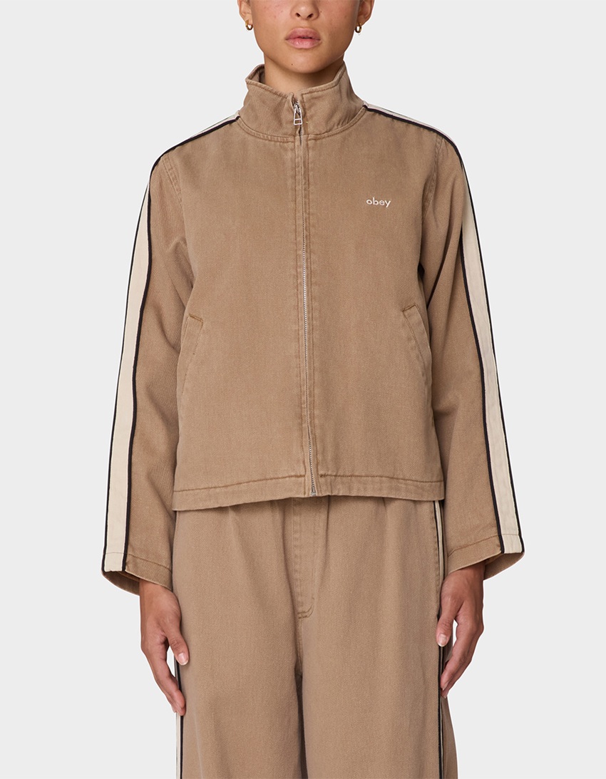 OBEY Astrid Stripe Womens Jacket - LIGHT BROWN