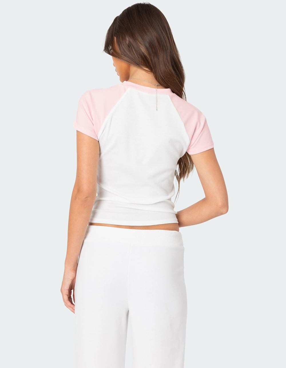 EDIKTED 80's Raglan Tee - WHITE