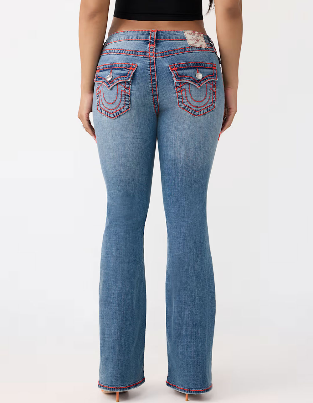 TRUE RELIGION Becca Mid Rise Super T Flap Womens Bootcut Jeans - Dark Wash