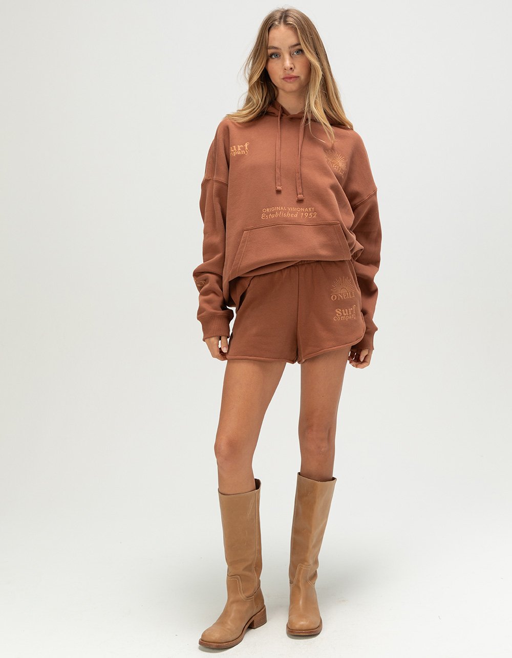 O'NEILL Chore Break Womens Fleece Shorts - BROWN