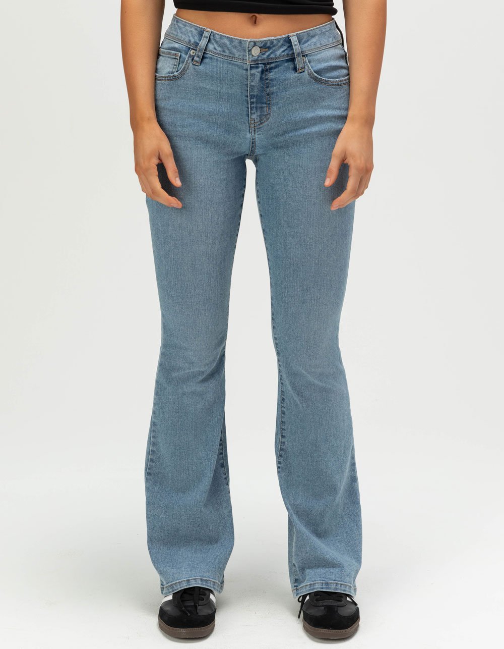 RSQ Womens Pocketless Low Rise Bootcut Jeans - MEDIUM WASH