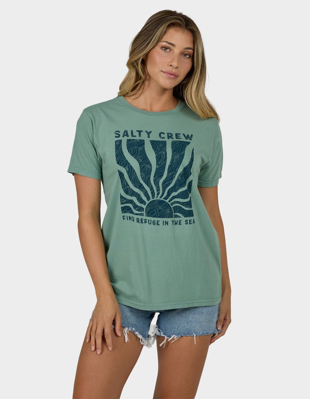 SALTY CREW Perfect Set Womens Boyfriend Tee - SAGE