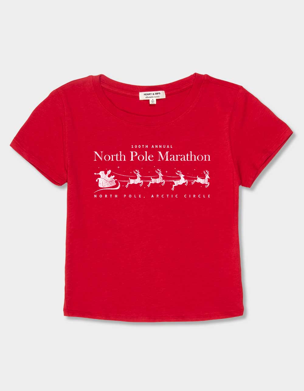 NORTH POLE Marathon Womens Baby Tee - RED