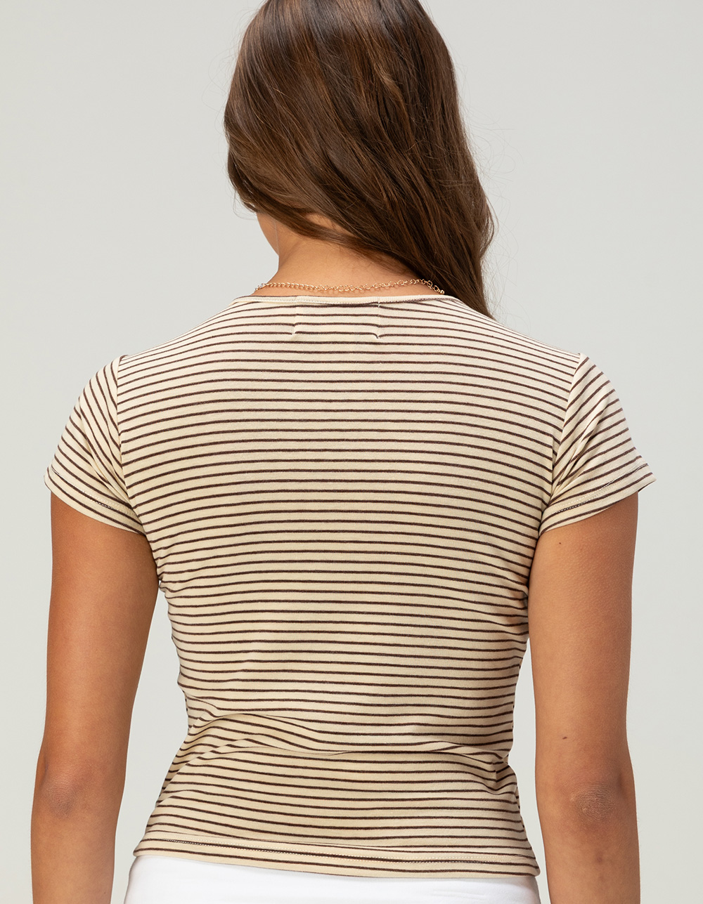 NECTAR CLOTHING Stripe Star Womens Tee - BROWN COMBO