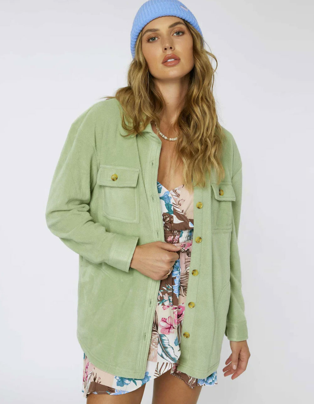 O'Neill Women's Collins Solid Superfleece Shirt Jacket, Small, Basil