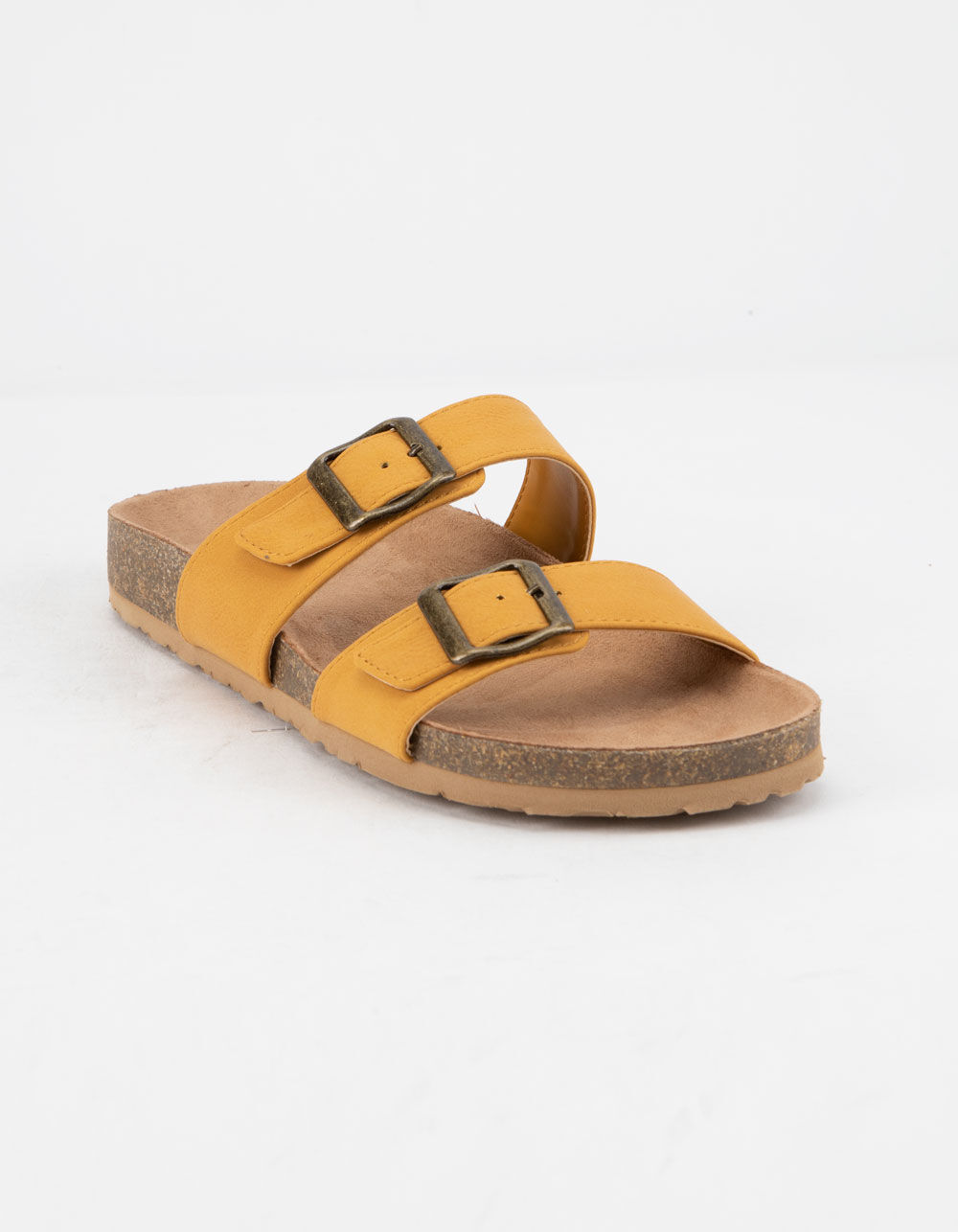 SODA Double Buckle Mustard Womens Slide Sandals - MUSTARD | Tillys