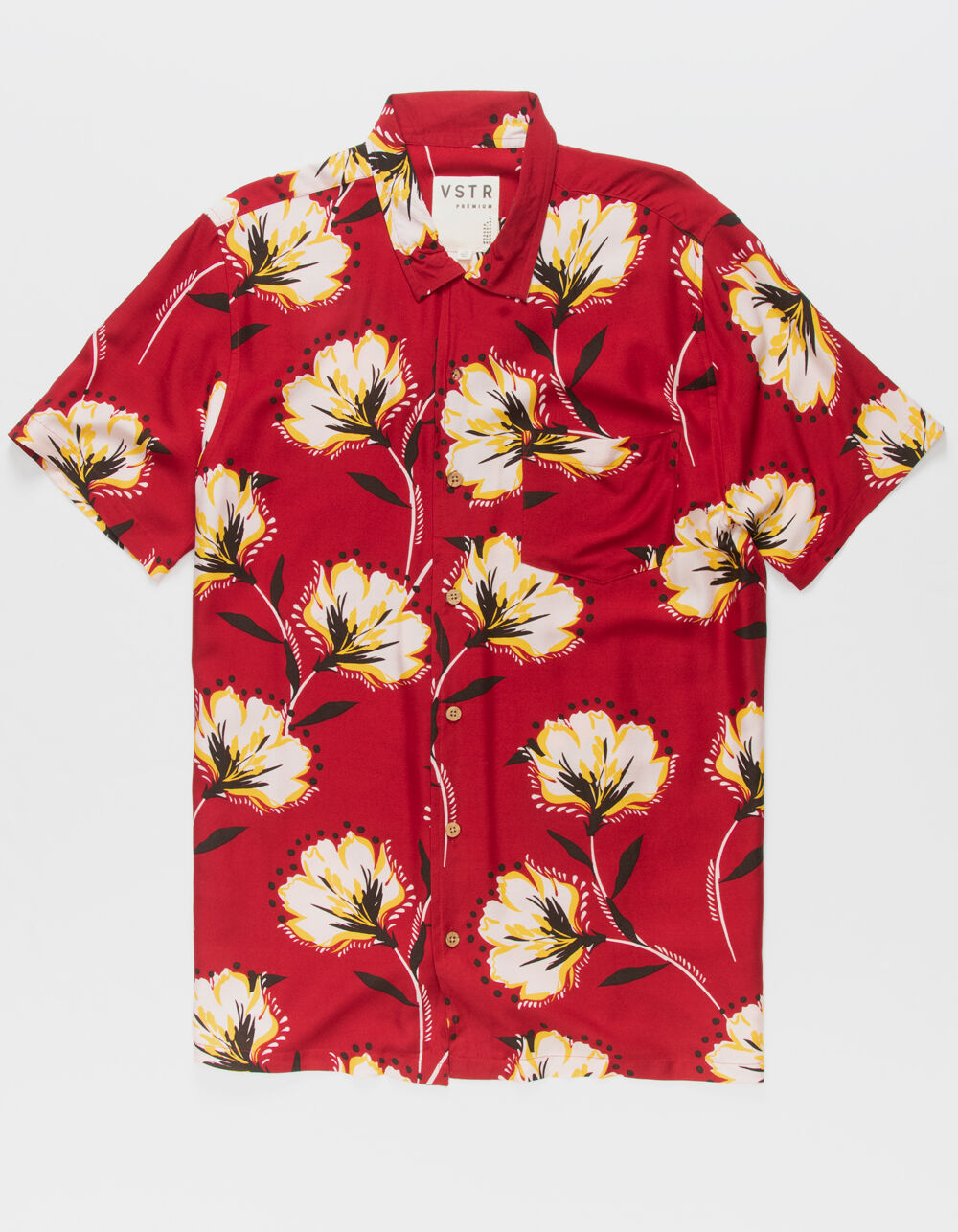 VSTR Zoom Floral Mens Button Up Shirt RED Tillys