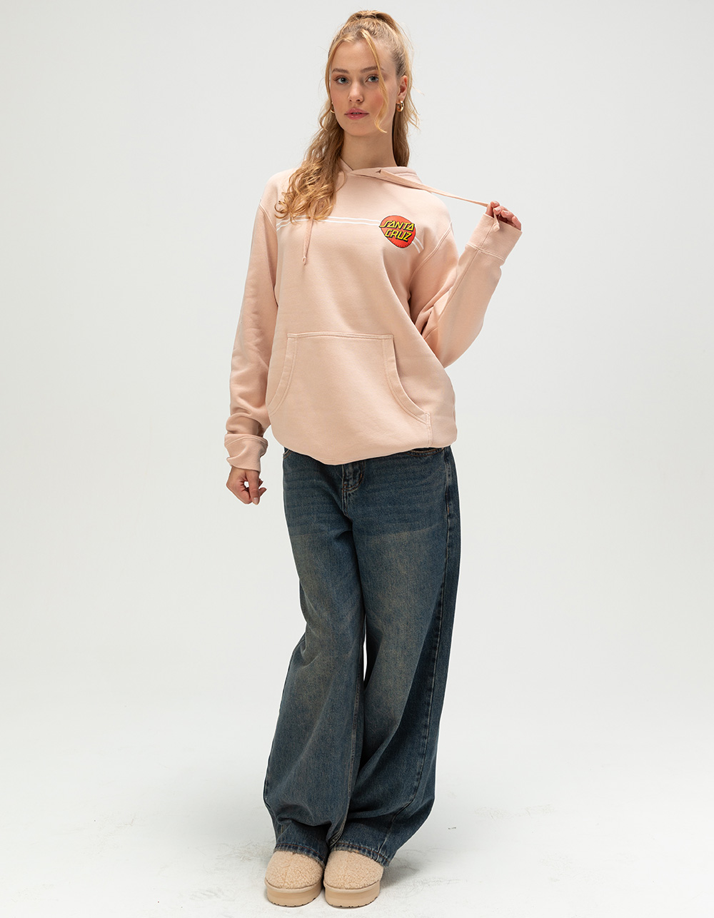 SANTA CRUZ Classic Dot Womens Relaxed Hoodie - PINK