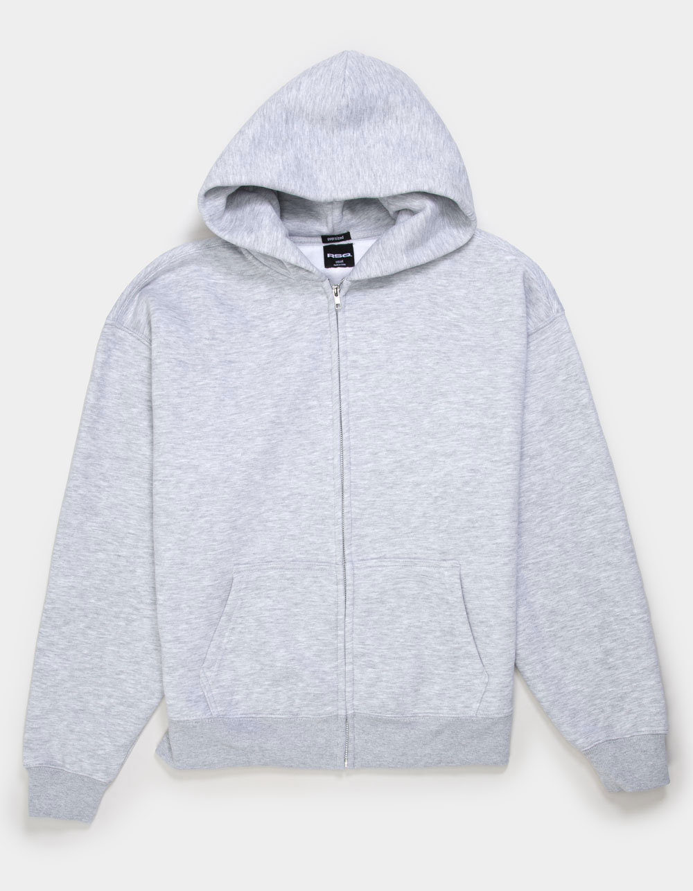 RSQ Mens Oversized Zip-Up Hoodie - HEATHER GRAY