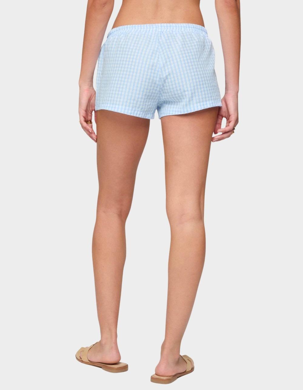 EDIKTED Yaffa Gingham Shorts - LIGHT BLUE