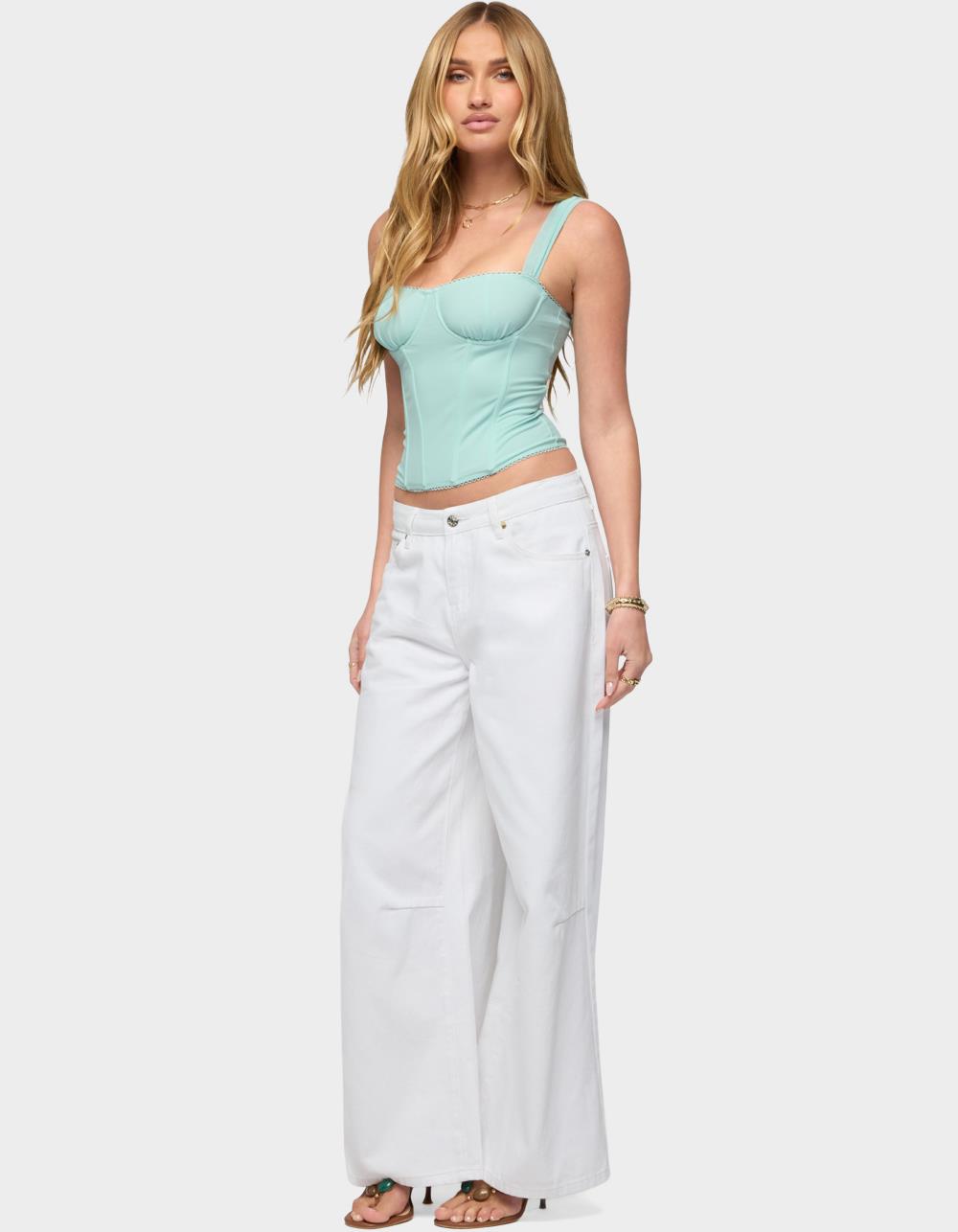EDIKTED Marcella Wide Strap Corset - BLUE - XS | Tillys