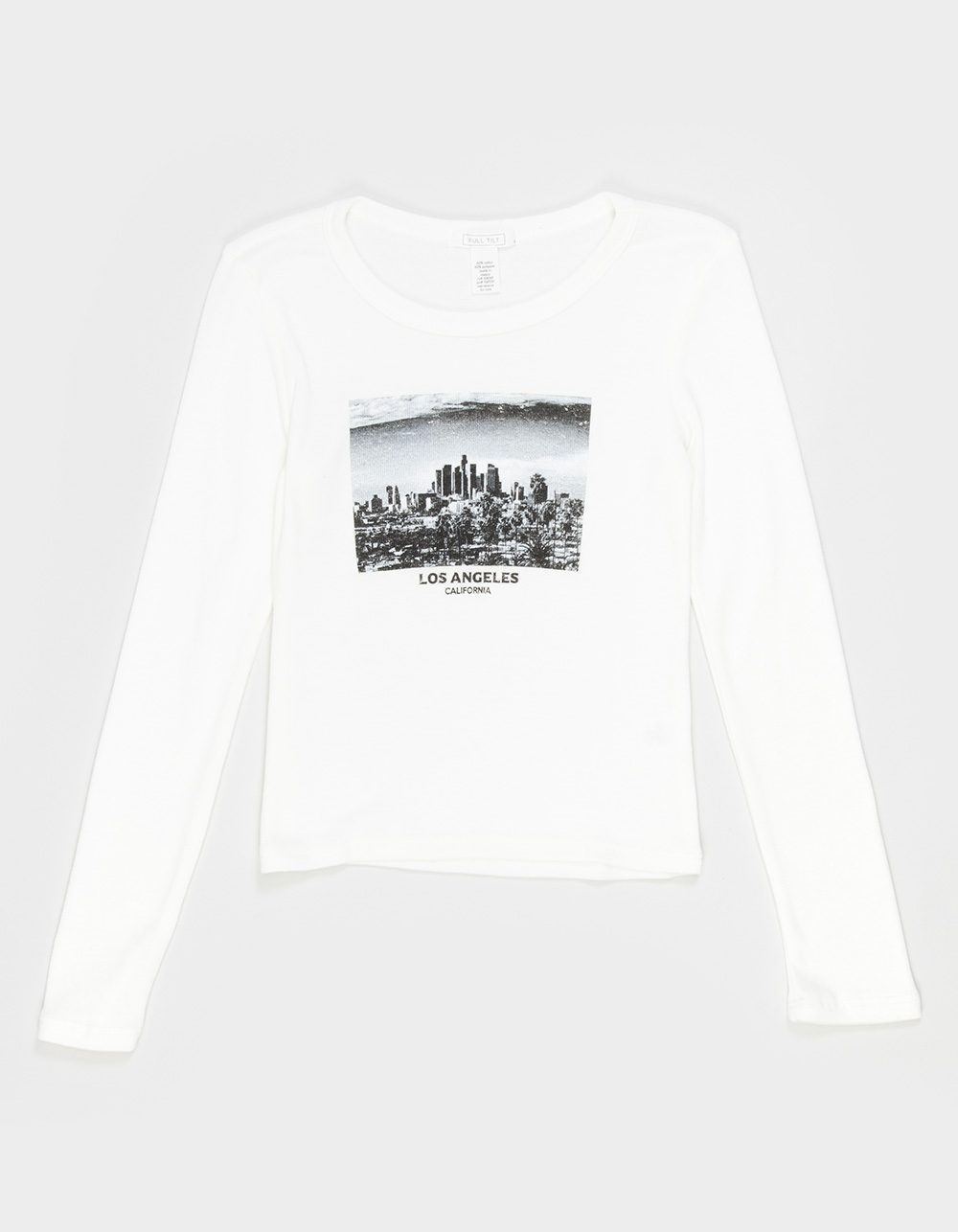FULL TILT Los Angeles Girls Long Sleeve Baby Tee - CREAM