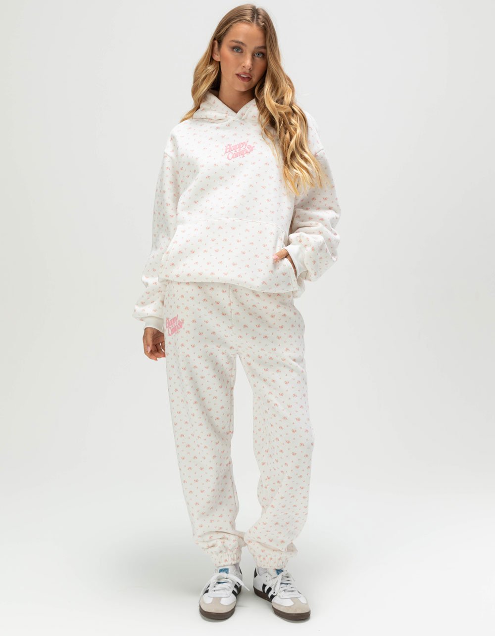HAPPY CAMP3R Garden Confetti Womens Jogger Sweatpants - WHITE