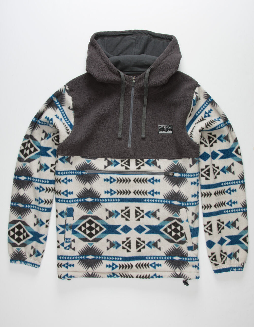 FREE NATURE Printed Polar Fleece Mens Charcoal Hoodie - CHARCOAL | Tillys