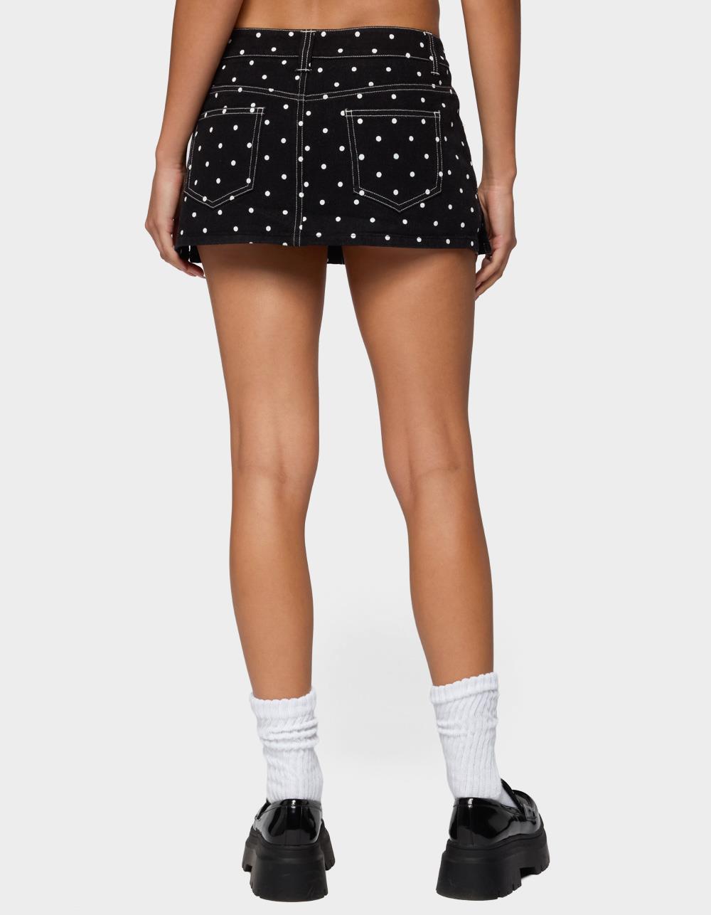 EDIKTED Freada Polka Dot Denim Mini Skort - BLACK