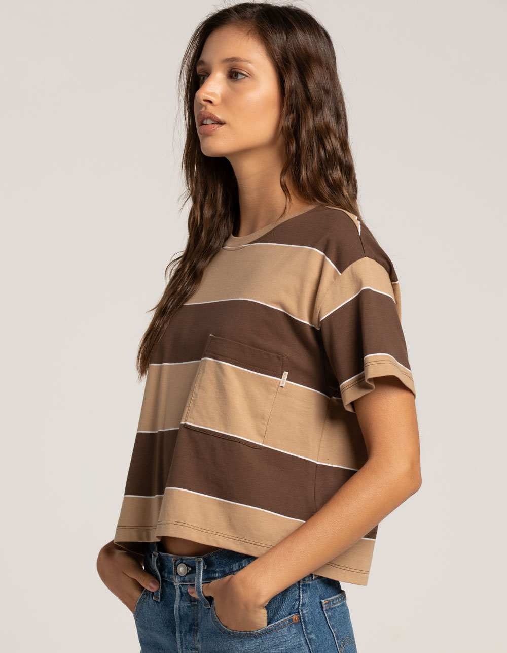 BRIXTON Carefree Womens Pocket Tee BROWN COMBO Tillys