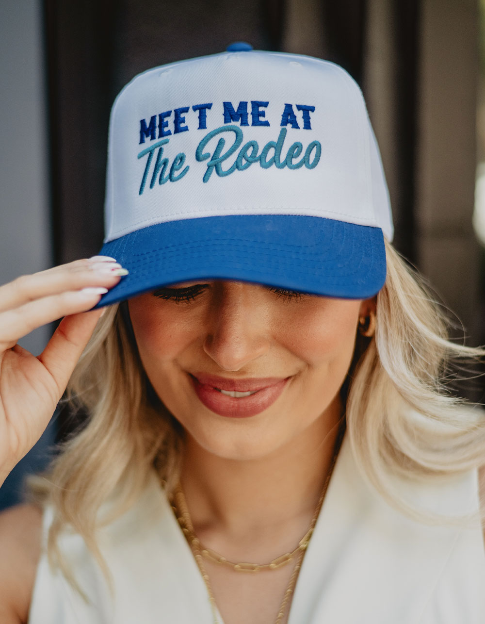 KATYDID Meet Me at the Rodeo Two-Toned Vintage Hat - BLUE