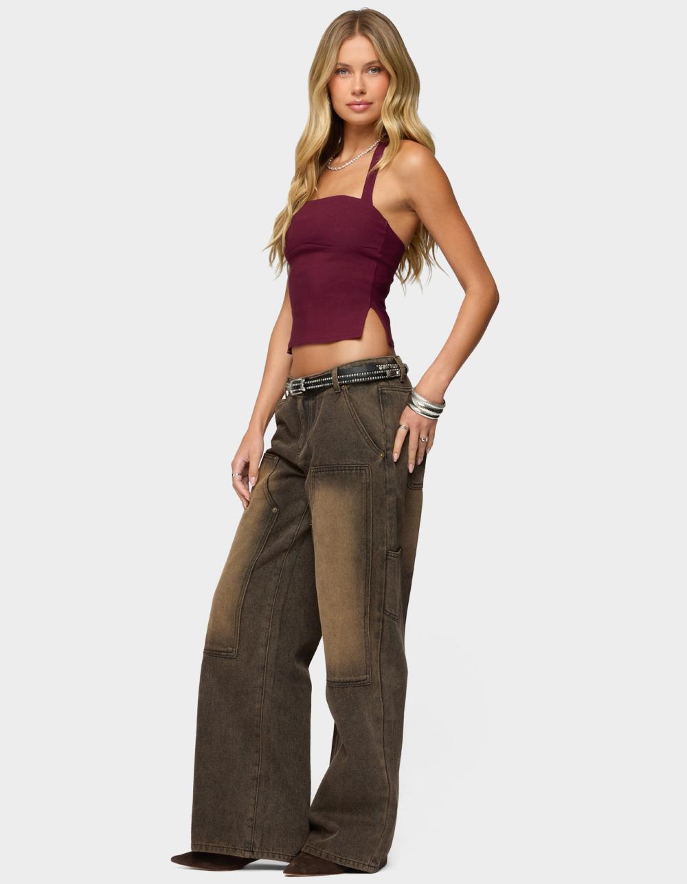 EDIKTED Dara Halter Top - DK RED