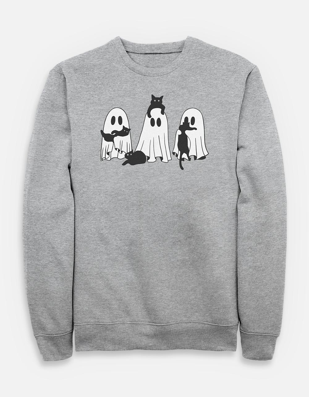 GHOST Black Cats And Ghosts Unisex Crewneck Sweatshirt - HEATHER GRAY