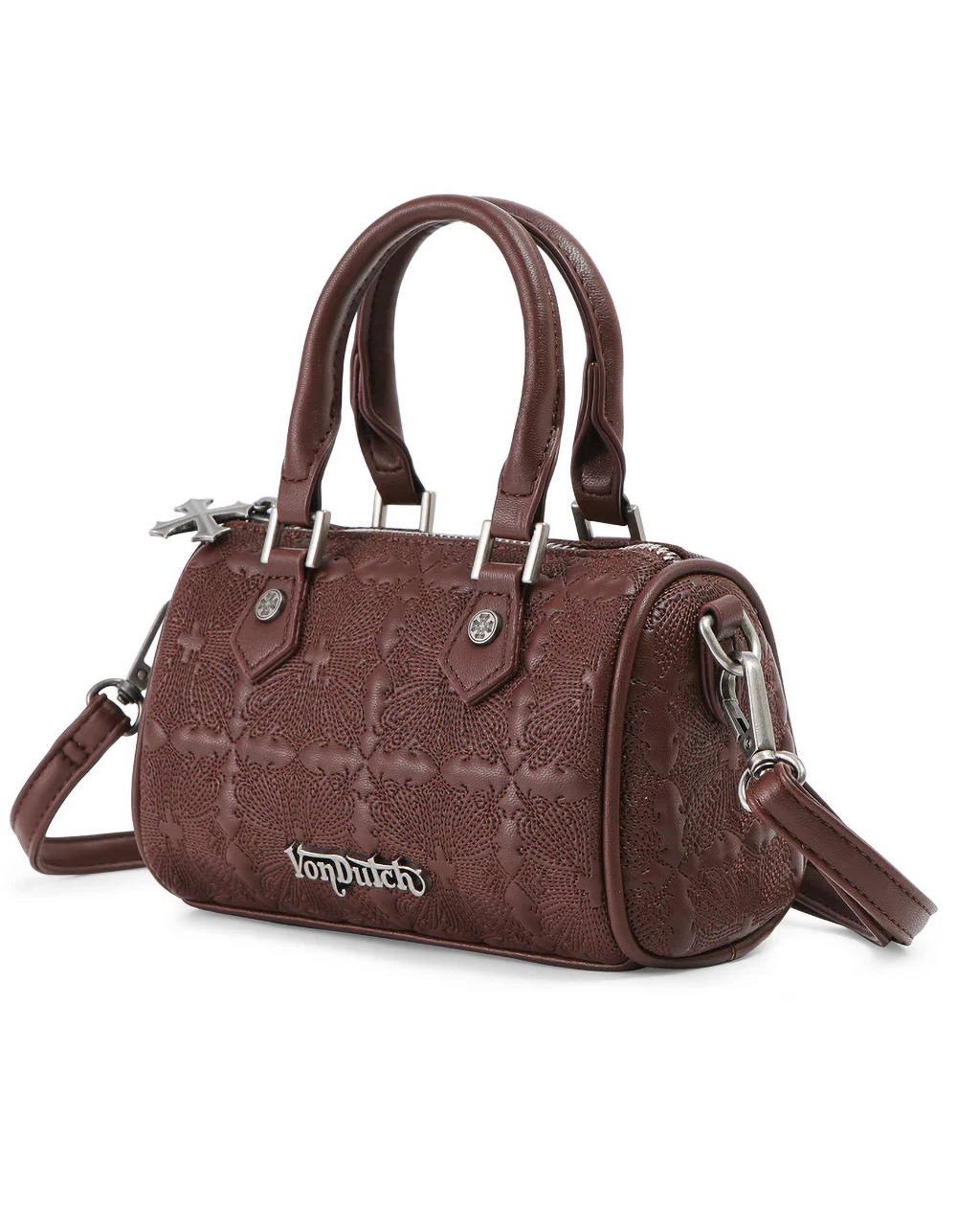 VON DUTCH Embroidered Chopper Hanna Bag - BROWN