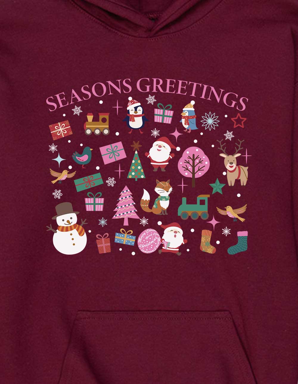 SEASONS Icons Greetings Unisex Kids Hoodie - MAROON
