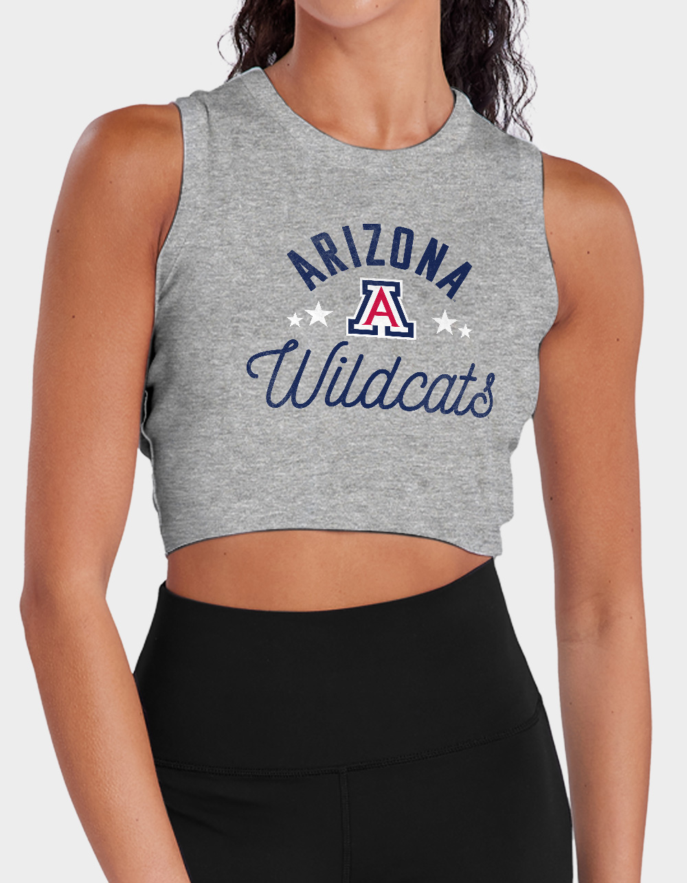 THE UNIVERSITY OF ARIZONA Wildcats Womens Cropped Tank Top - HEATHER GRAY