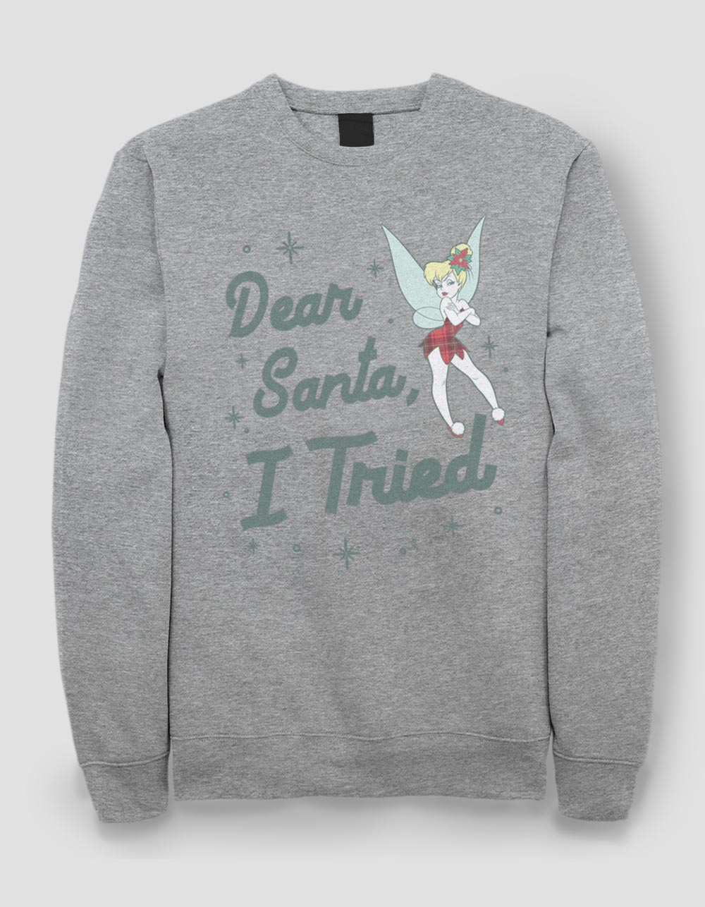 DISNEY I Tried Tinkerbell Unisex Crewneck Christmas Sweatshirt - HEATHER GRAY