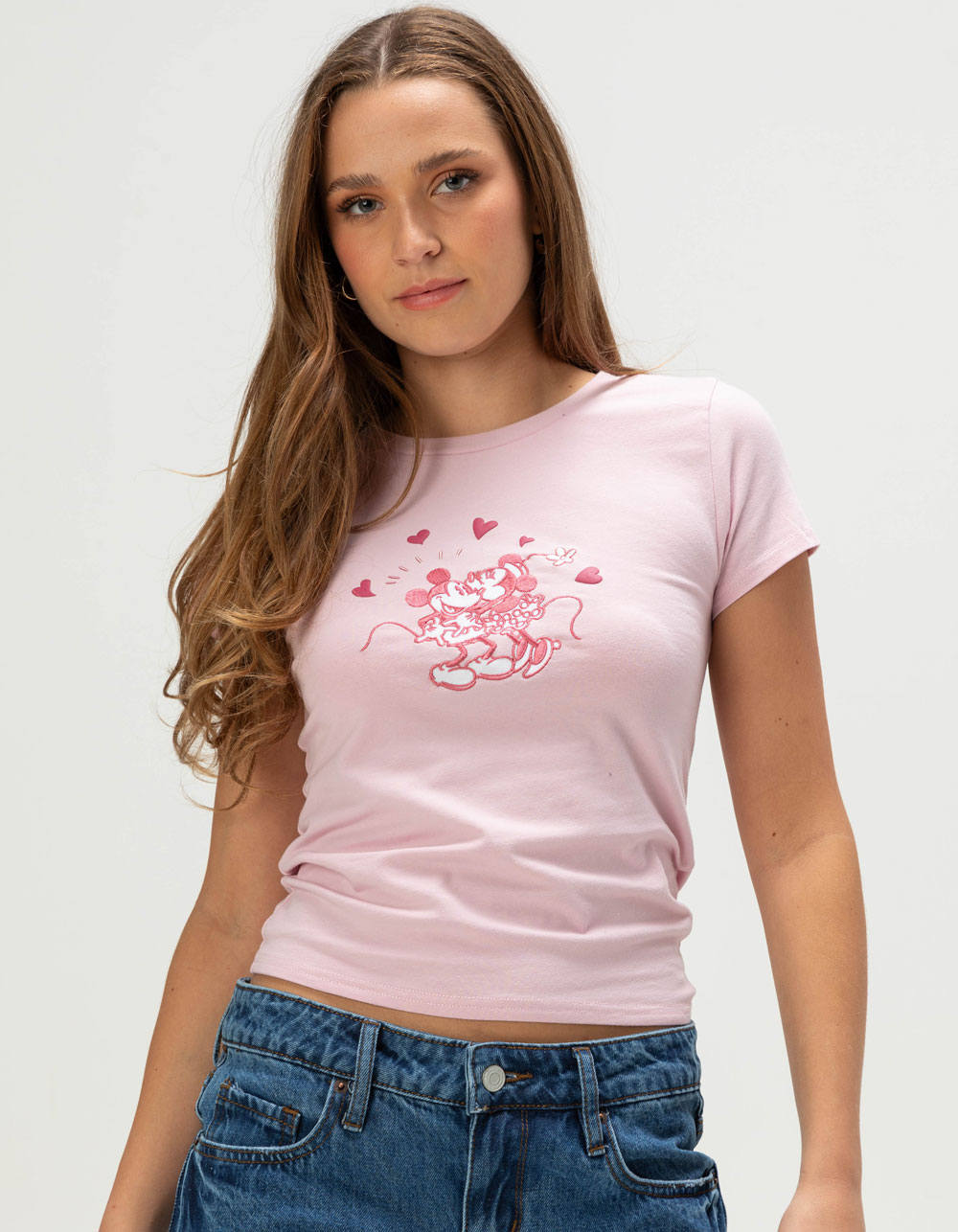 RSQ Disney Minnie Mouse Womens Baby Tee - PINK