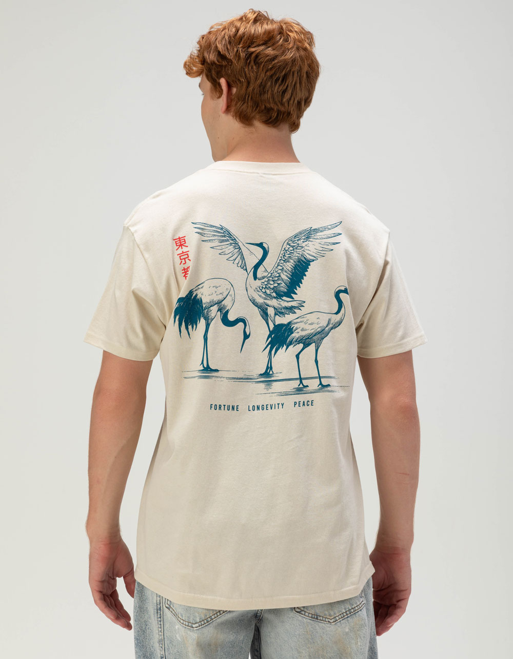 IKIGAI Cranes Mens Tee - CREAM