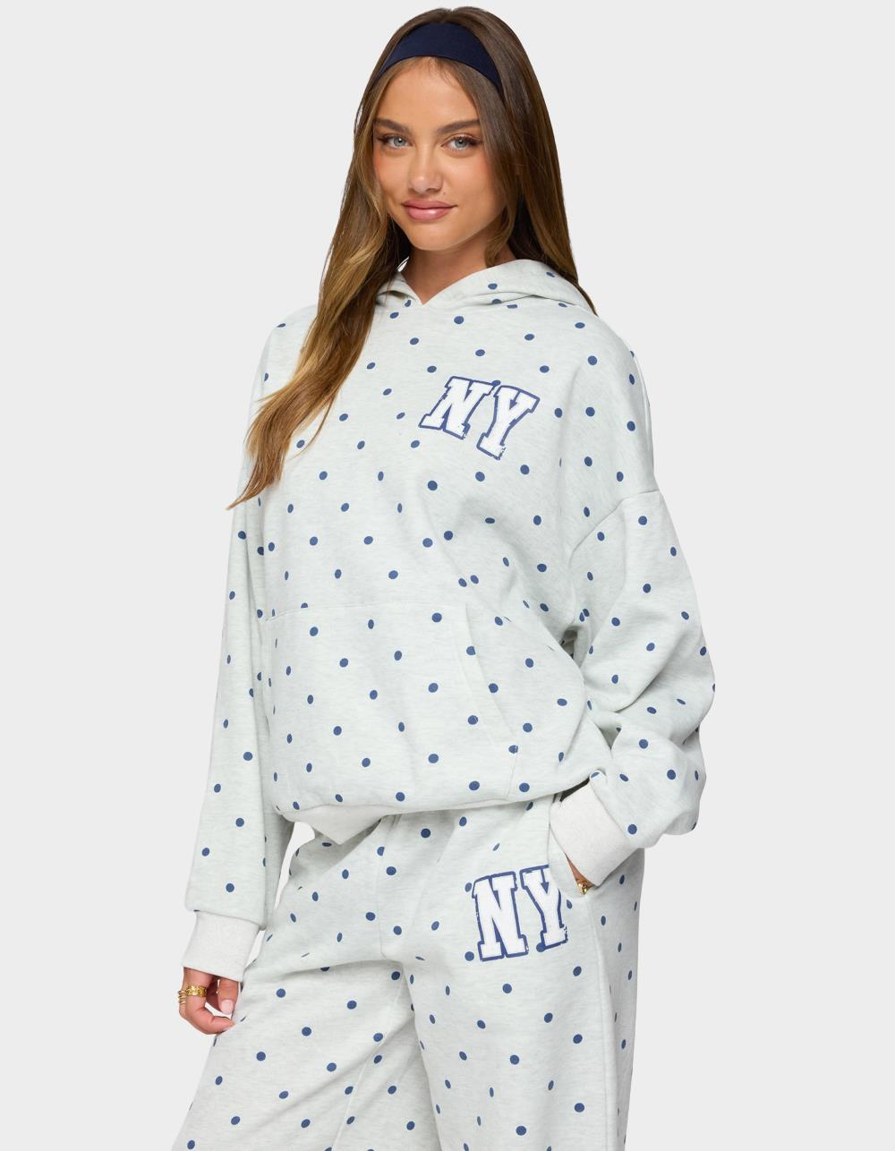 EDIKTED Ny Babe Polka Dot Hoodie - GRAY