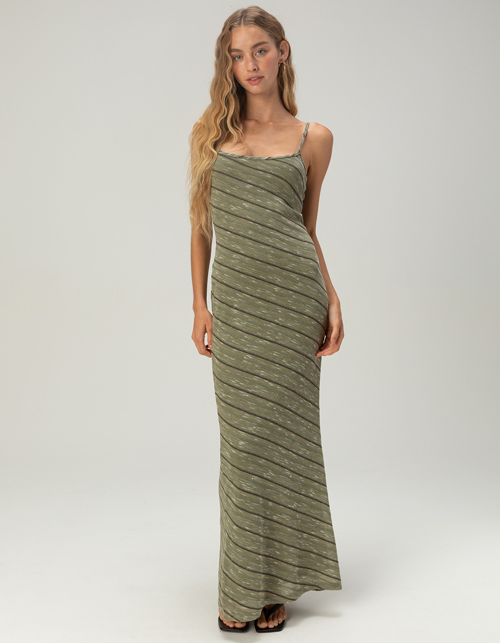 WEST OF MELROSE Womens Stripe Maxi Dress - GREEN COMBO