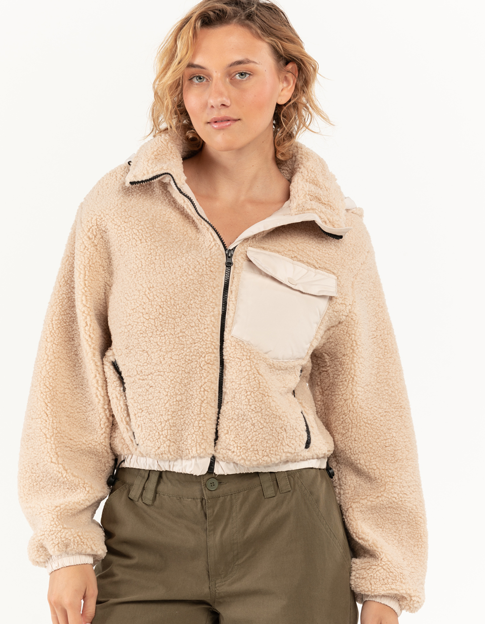 vendor-unknown Monogrammed Ladies Full Zip Sherpa Jacket Natural