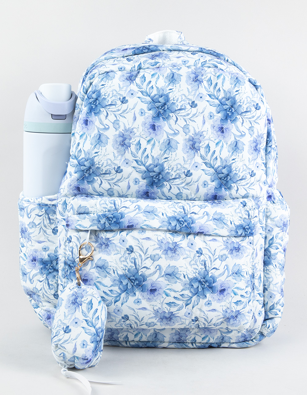 TILLYS Quilted Floral Backpack - BLUE COMBO