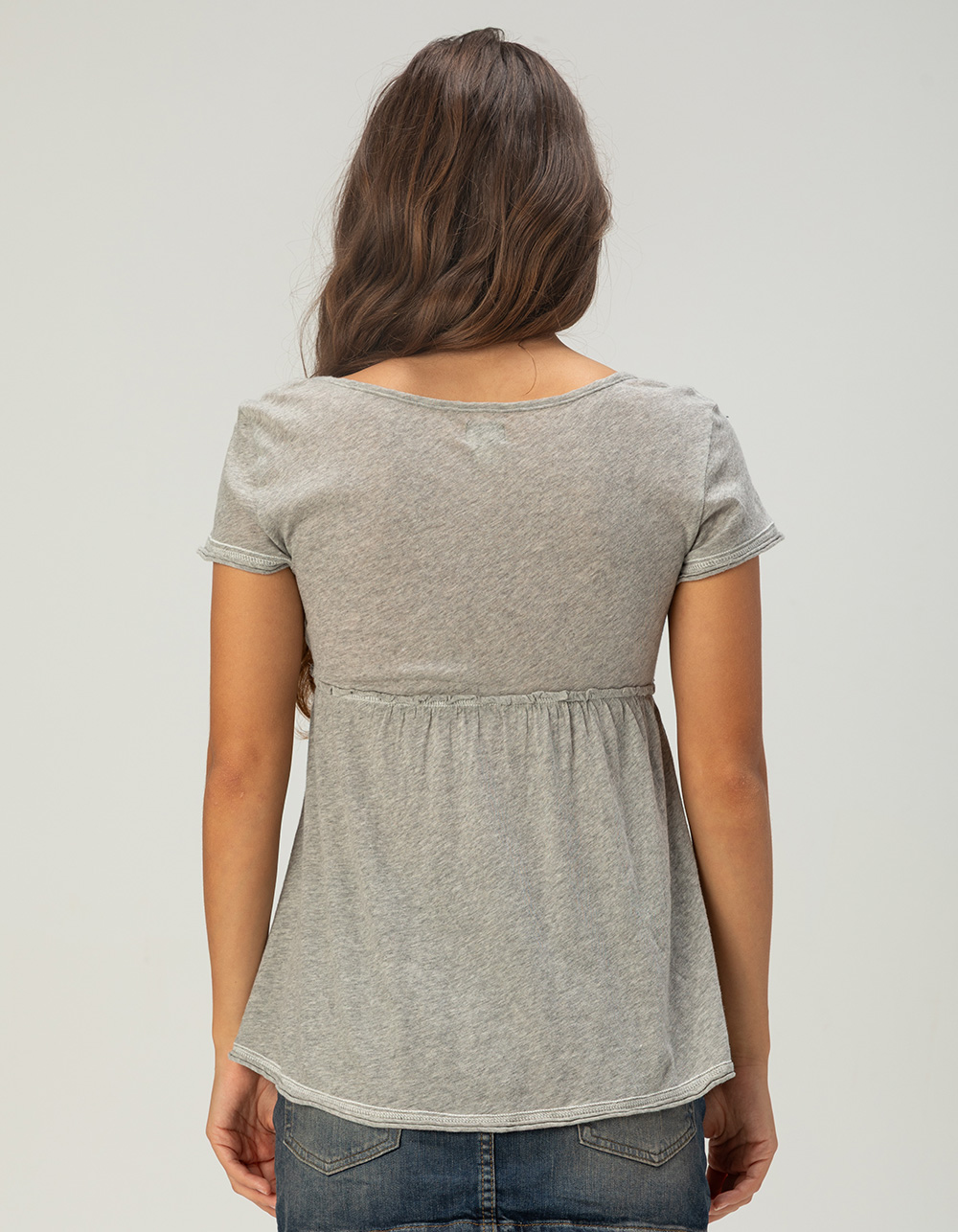 BDG Urban Outfitters Tina Womens Babydoll Top - HEATHER GRAY