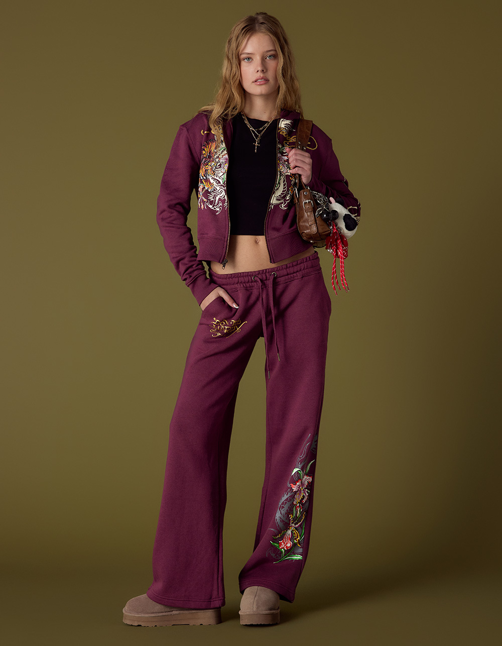 ED HARDY Tigers Womens Sweatpants - FIG