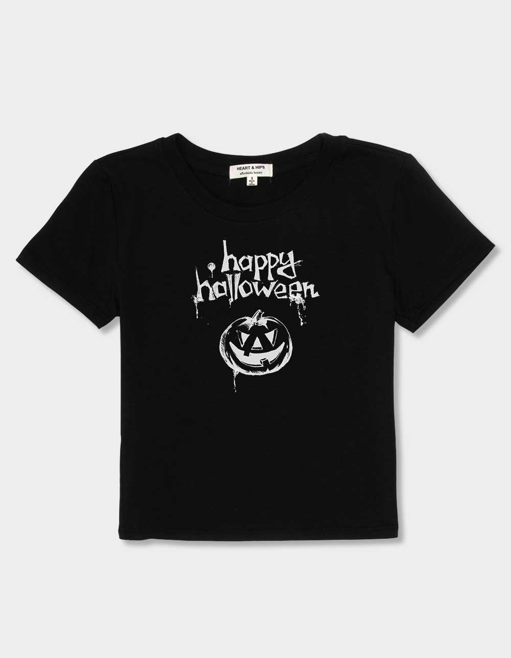 HALLOWEEN Chalk Pumpkin Womens Baby Tee - BLACK