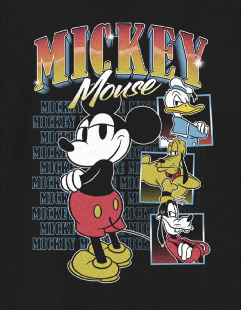 DISNEY Rewind Mickey Crew Unisex Kids Tee - BLACK