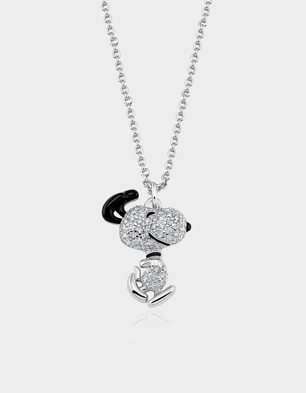 CRISLU Peanuts Dancing Snoopy Necklace - PLATINUM
