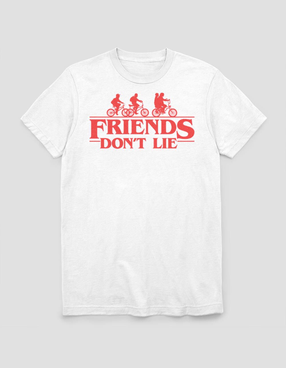 STRANGER THINGS Friends Don't Lie Unisex Tee - WHITE