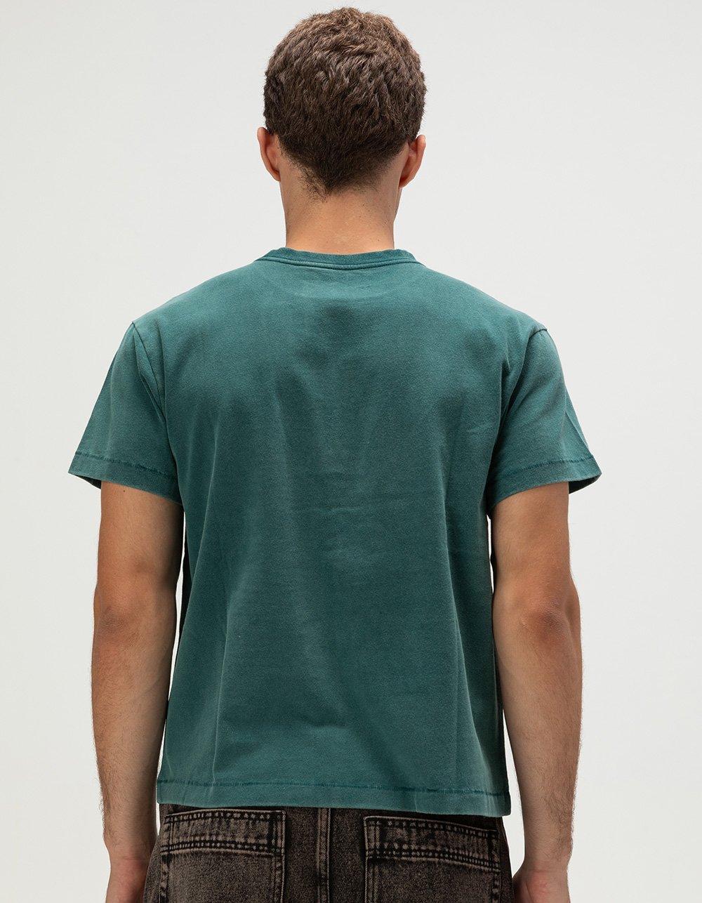 RSQ Mens Washed Shrunken Tee - DK GREEN