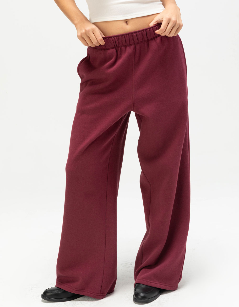 TILLYS Wide Leg Womens Sweatpants - BURGUNDY