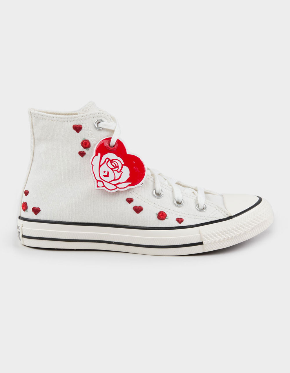 CONVERSE Chuck Taylor All Star Roses Embroidered Womens High Top Shoes - WHITE