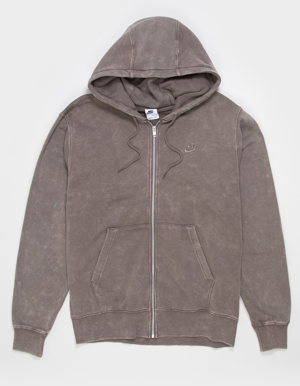 NIKE Mens Washed Zip-Up Hoodie - STONE