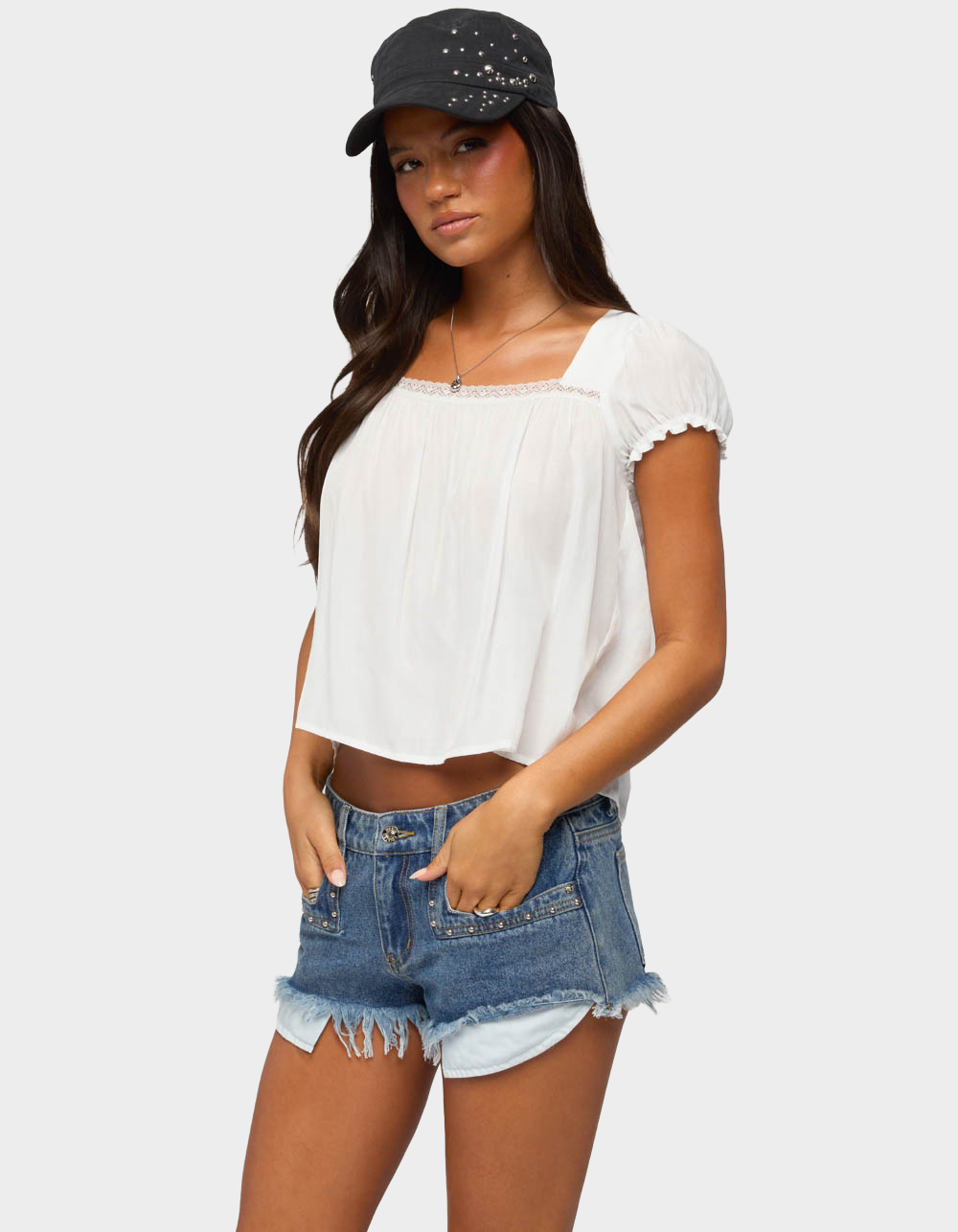 EDIKTED Nesta Puff Sleeve Top - WHITE