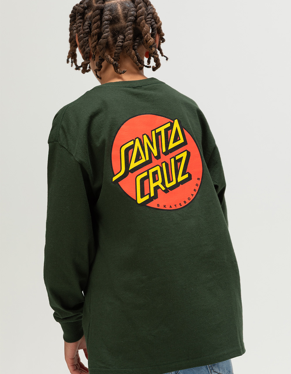SANTA CRUZ Classic Dot Boys Long Sleeve Tee - FOREST