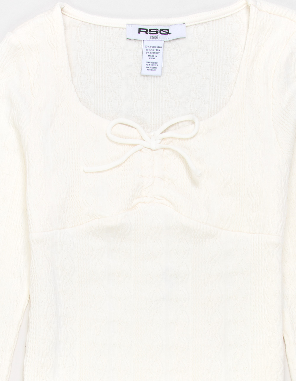 RSQ Girls Texture Cinch Long Sleeve Top - CREAM