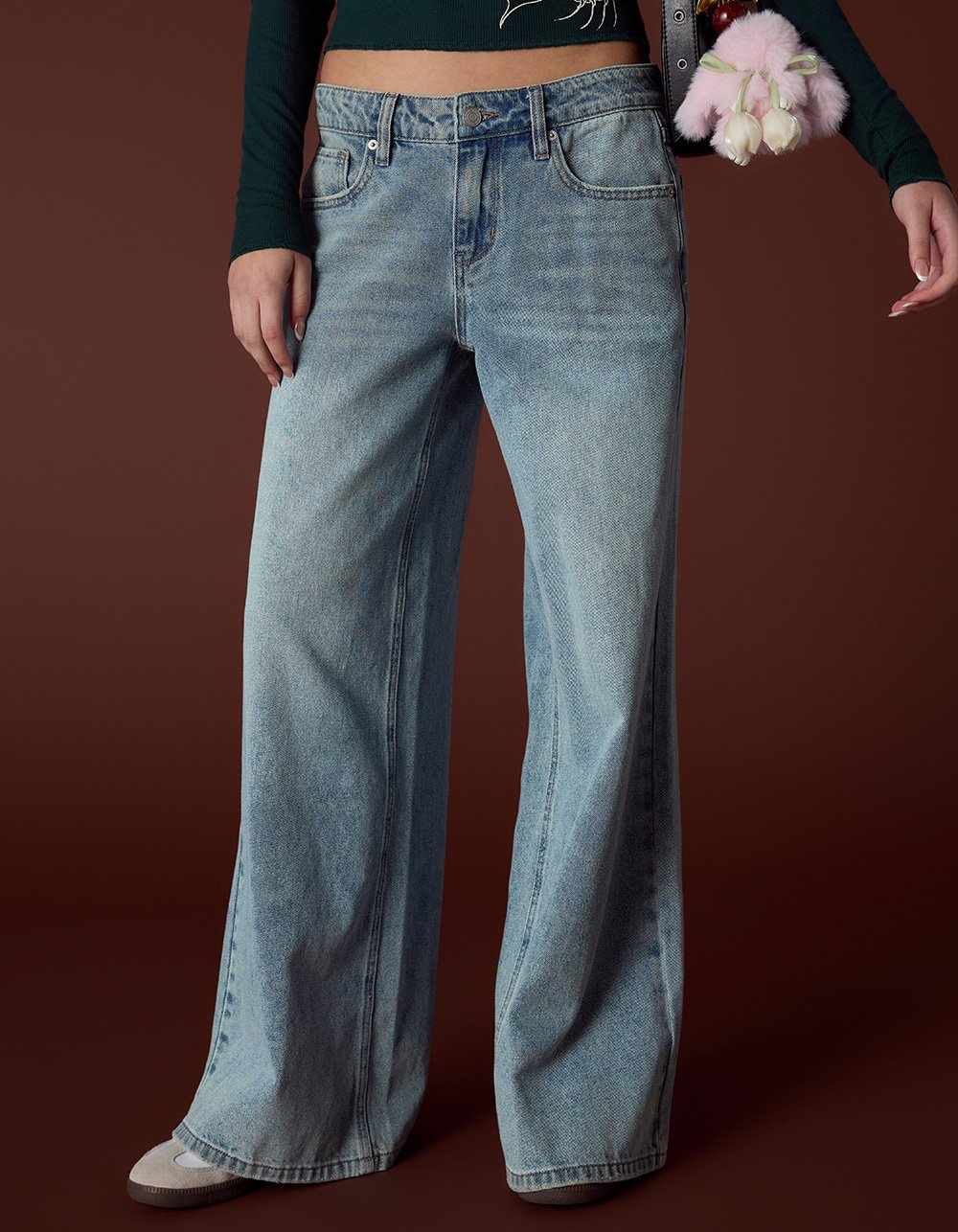 RSQ Womens Low Rise Baggy Jeans - TINTED DENIM