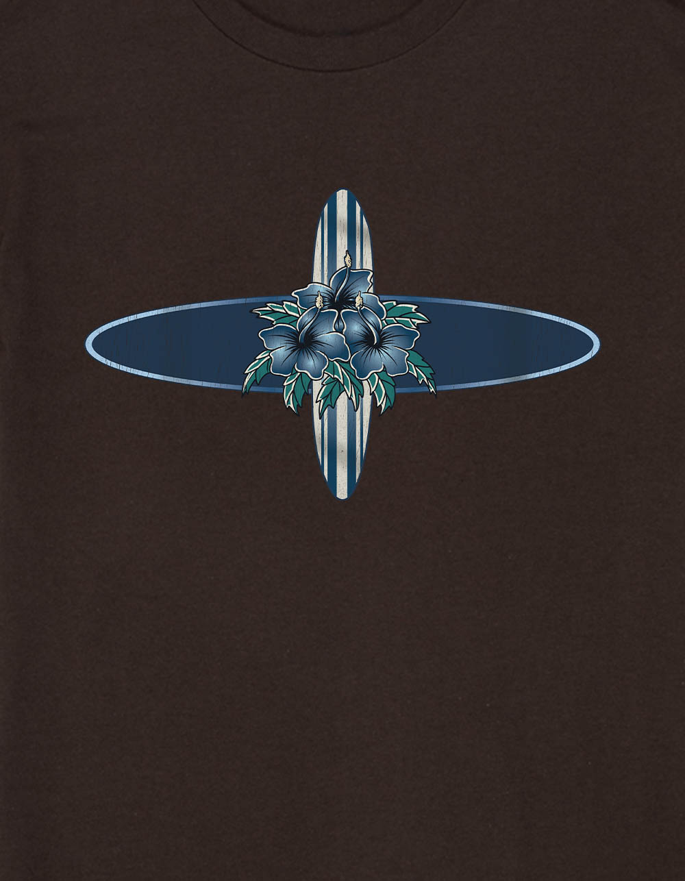 HIBISCUS Striped Longboard Unisex Tee - CHOCOLATE
