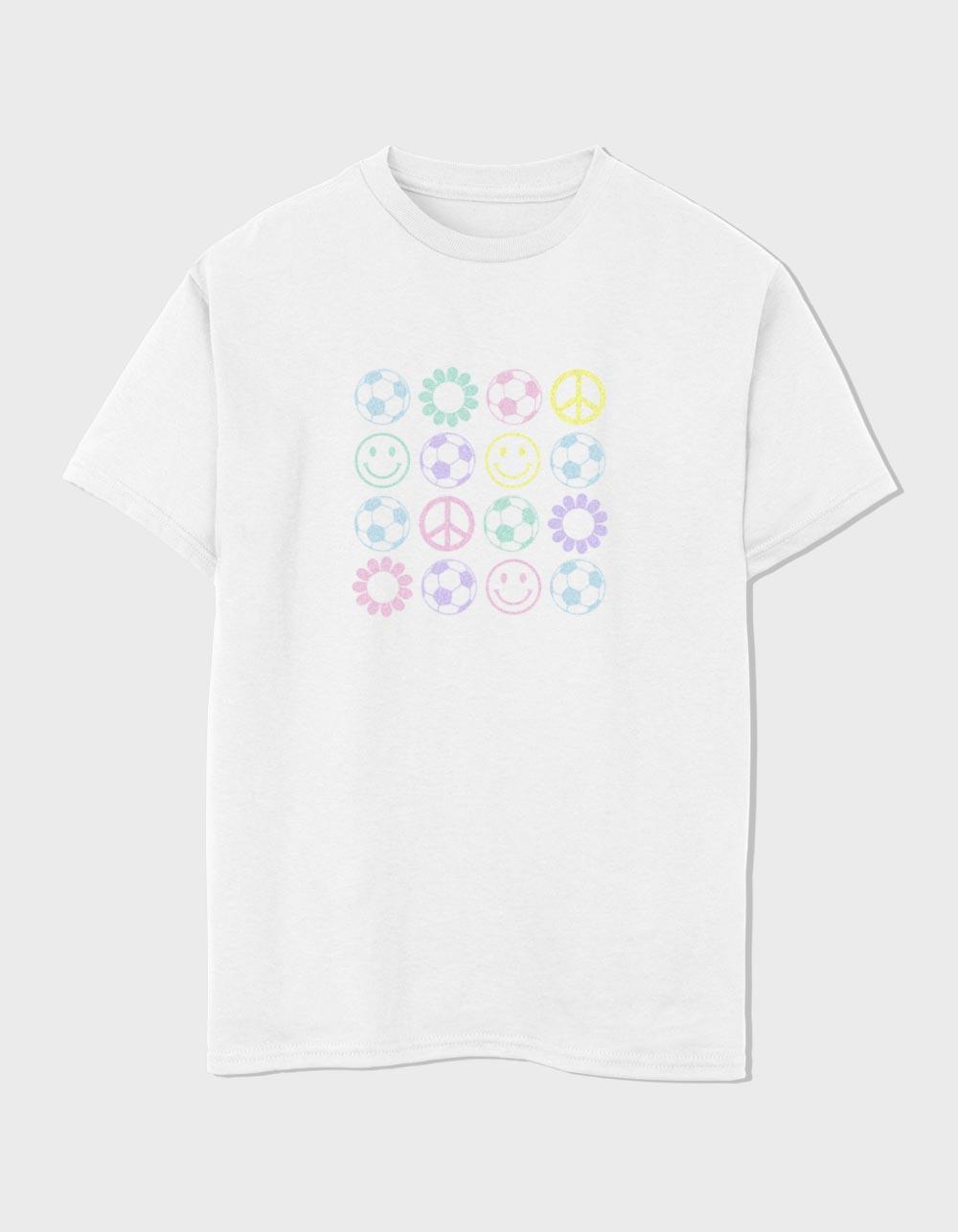 SOCCER Icon Grid Unisex Kids Tee - WHITE