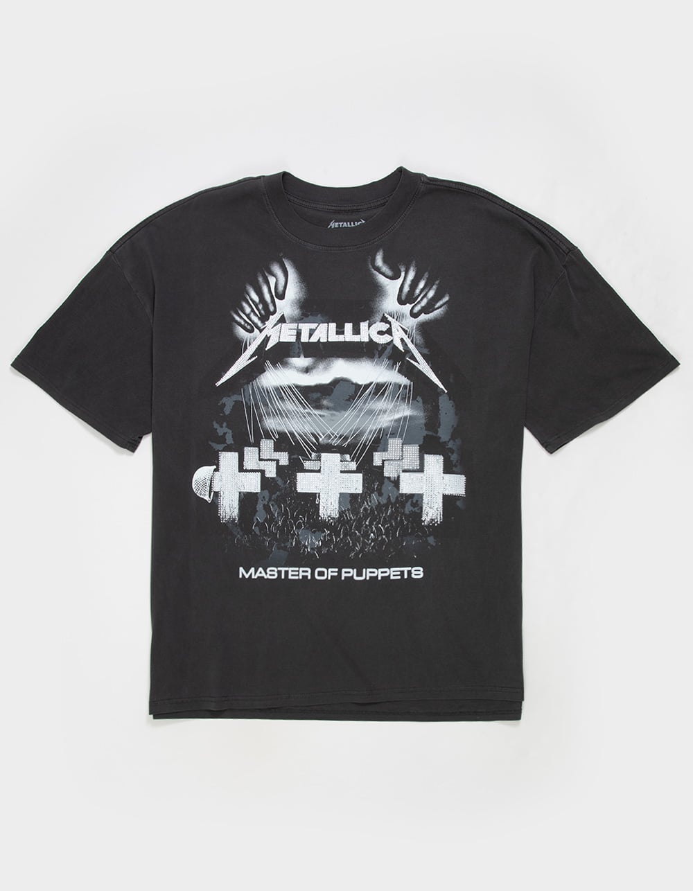 METALLICA Mens Rhinestone Boxy Tee - WASHED BLACK